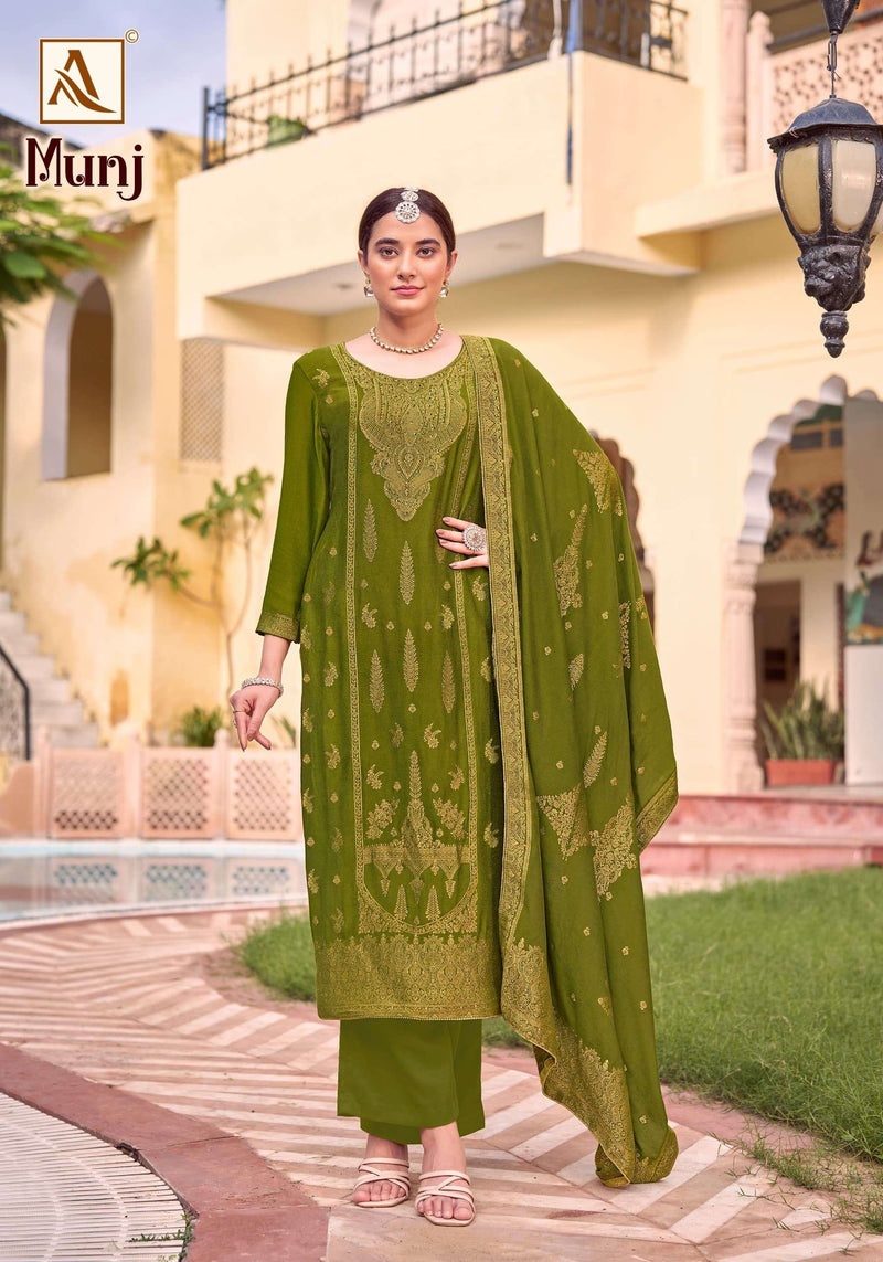 Alok Suit Munj Premium Viscose Pashmina Jacquard Designer Salwar Suit