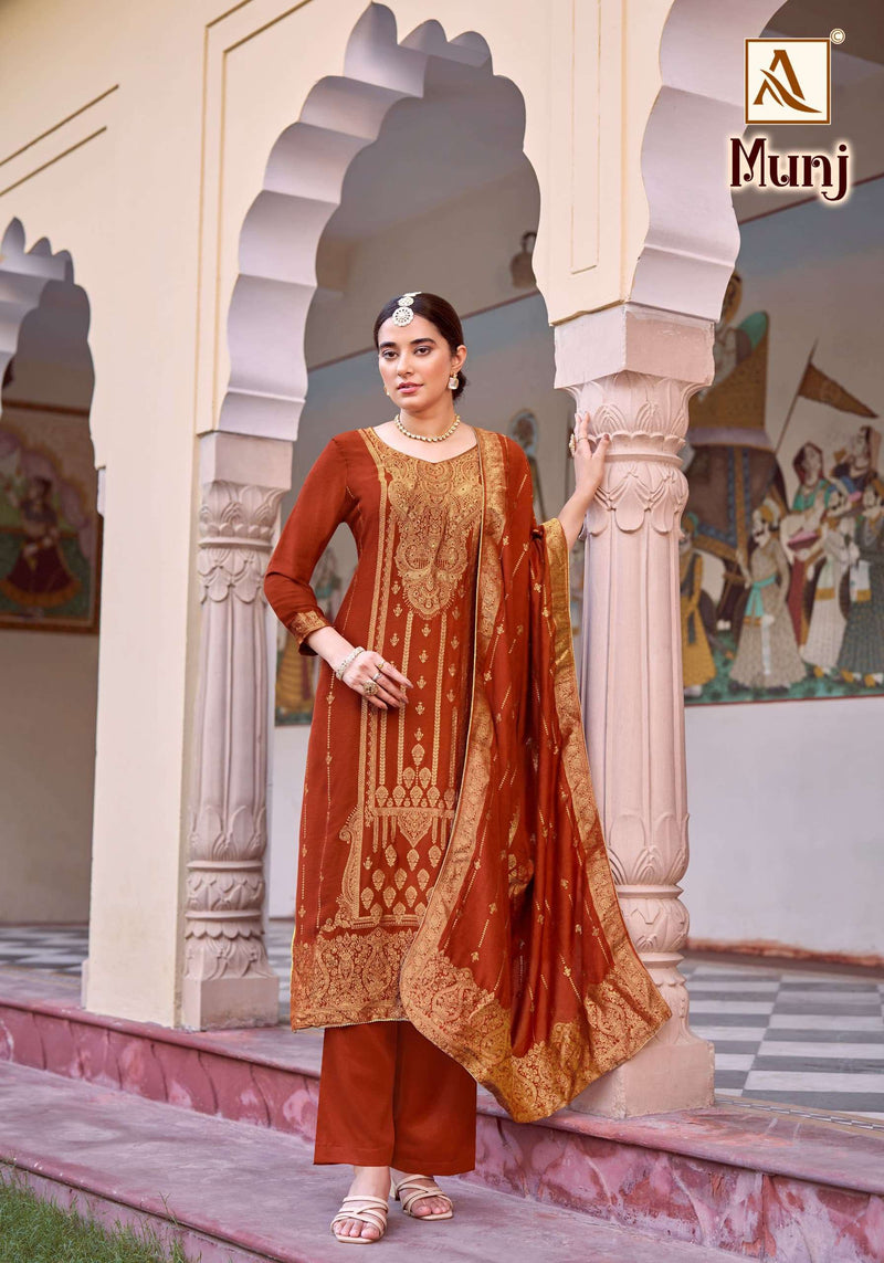 Alok Suit Munj Premium Viscose Pashmina Jacquard Designer Salwar Suit