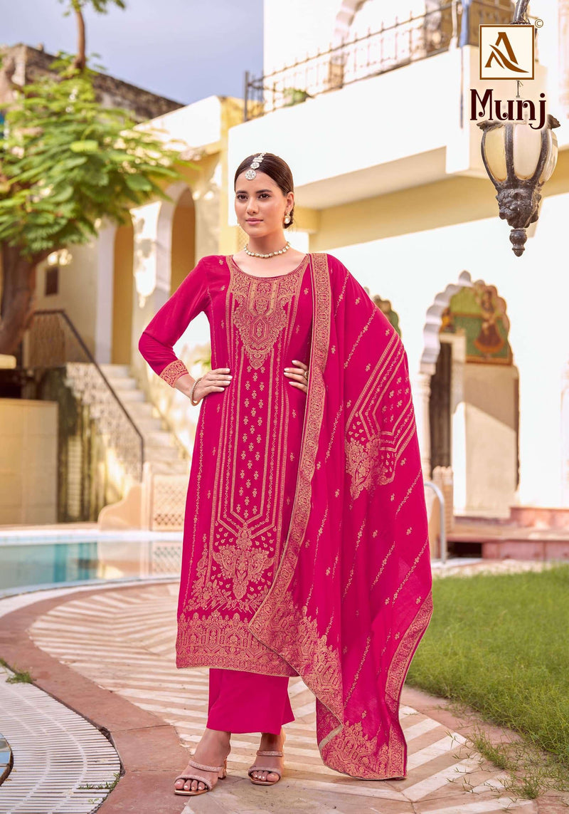 Alok Suit Munj Premium Viscose Pashmina Jacquard Designer Salwar Suit