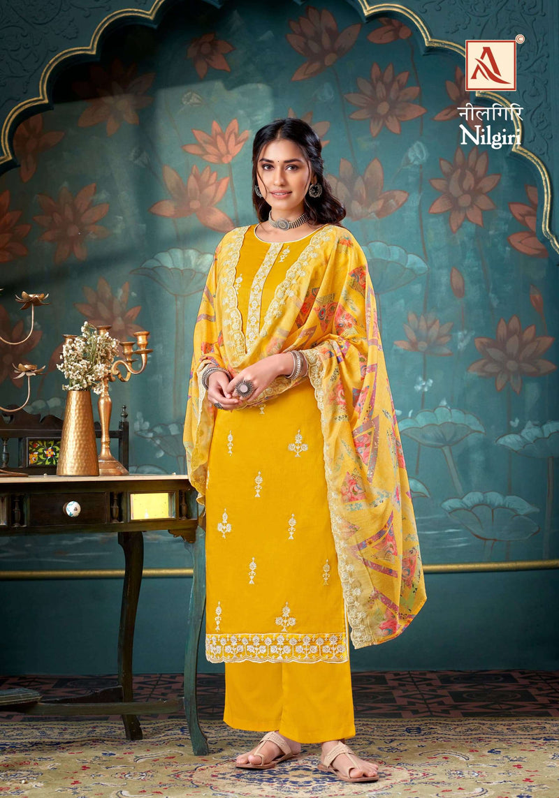 Alok Suit Nilgiri Pure Jam Cotton Fancy Embroidery Work Salwar Suit