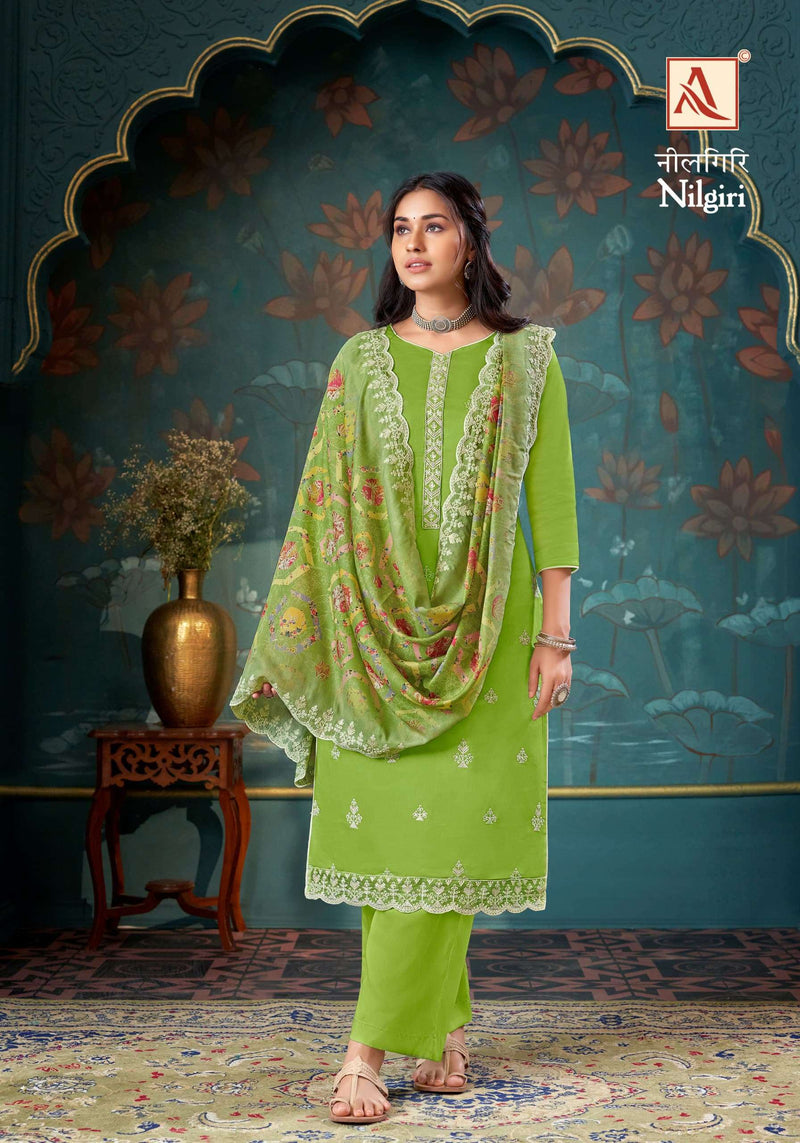 Alok Suit Nilgiri Pure Jam Cotton Fancy Embroidery Work Salwar Suit