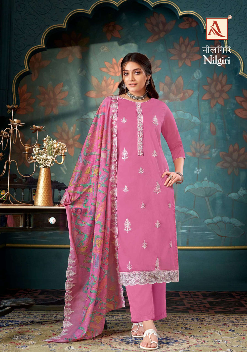 Alok Suit Nilgiri Pure Jam Cotton Fancy Embroidery Work Salwar Suit