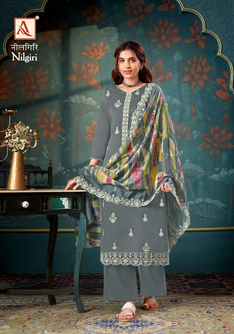 Alok Suit Nilgiri Pure Jam Cotton Fancy Embroidery Work Salwar Suit