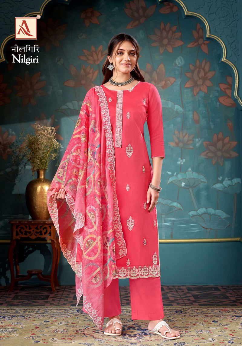 Alok Suit Nilgiri Pure Jam Cotton Fancy Embroidery Work Salwar Suit