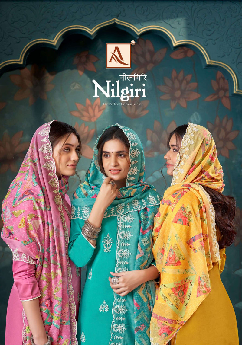 Alok Suit Nilgiri Pure Jam Cotton Fancy Embroidery Work Salwar Suit