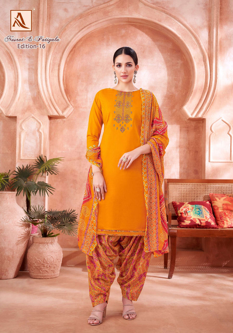 Alok Suit Nusrat E Patiyala Edition Vol 16 Jam Cotton Embroidered Salwar Suit