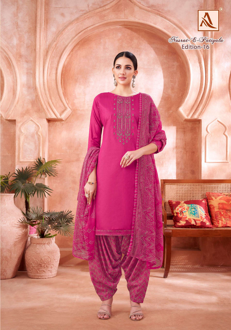Alok Suit Nusrat E Patiyala Edition Vol 16 Jam Cotton Embroidered Salwar Suit