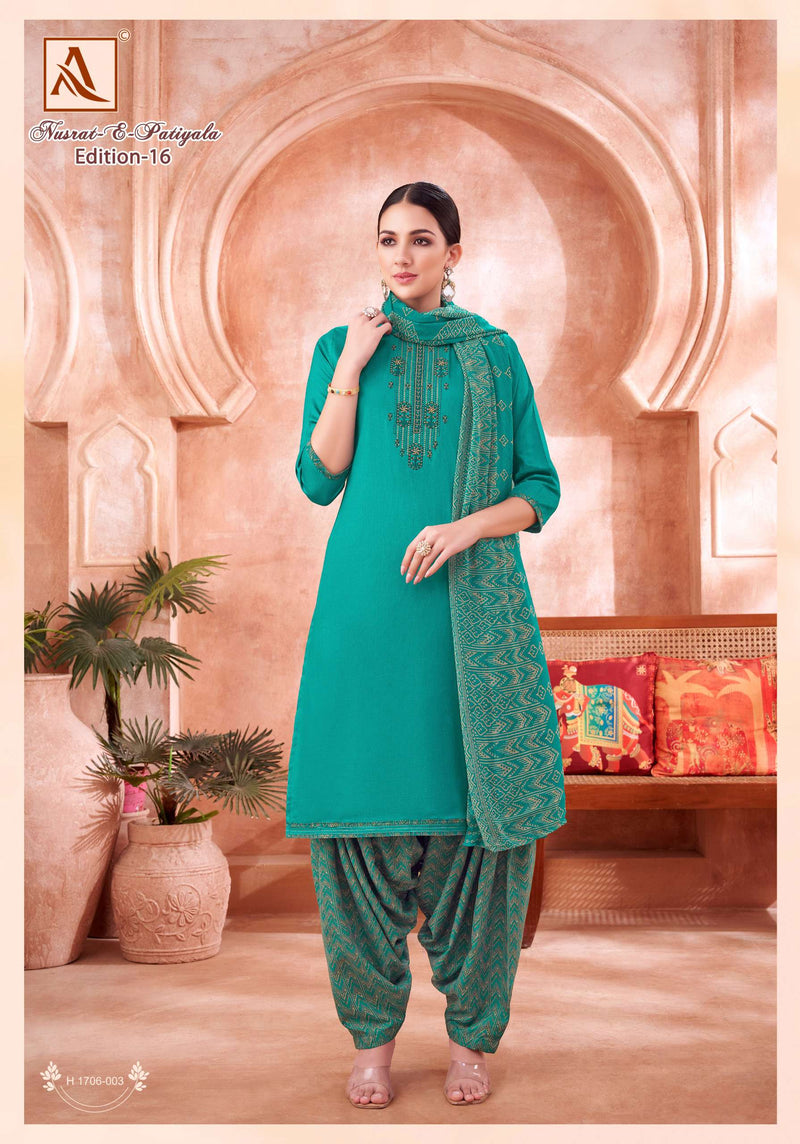 Alok Suit Nusrat E Patiyala Edition Vol 16 Jam Cotton Embroidered Salwar Suit