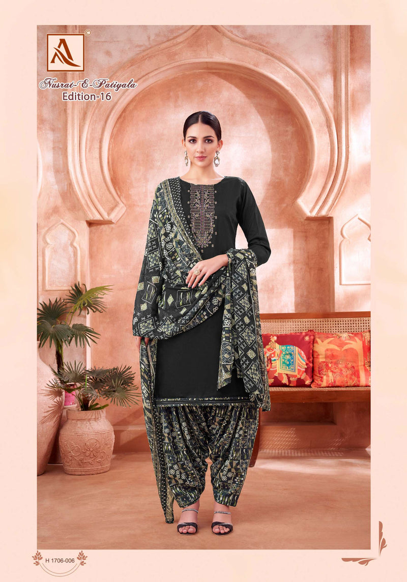 Alok Suit Nusrat E Patiyala Edition Vol 16 Jam Cotton Embroidered Salwar Suit