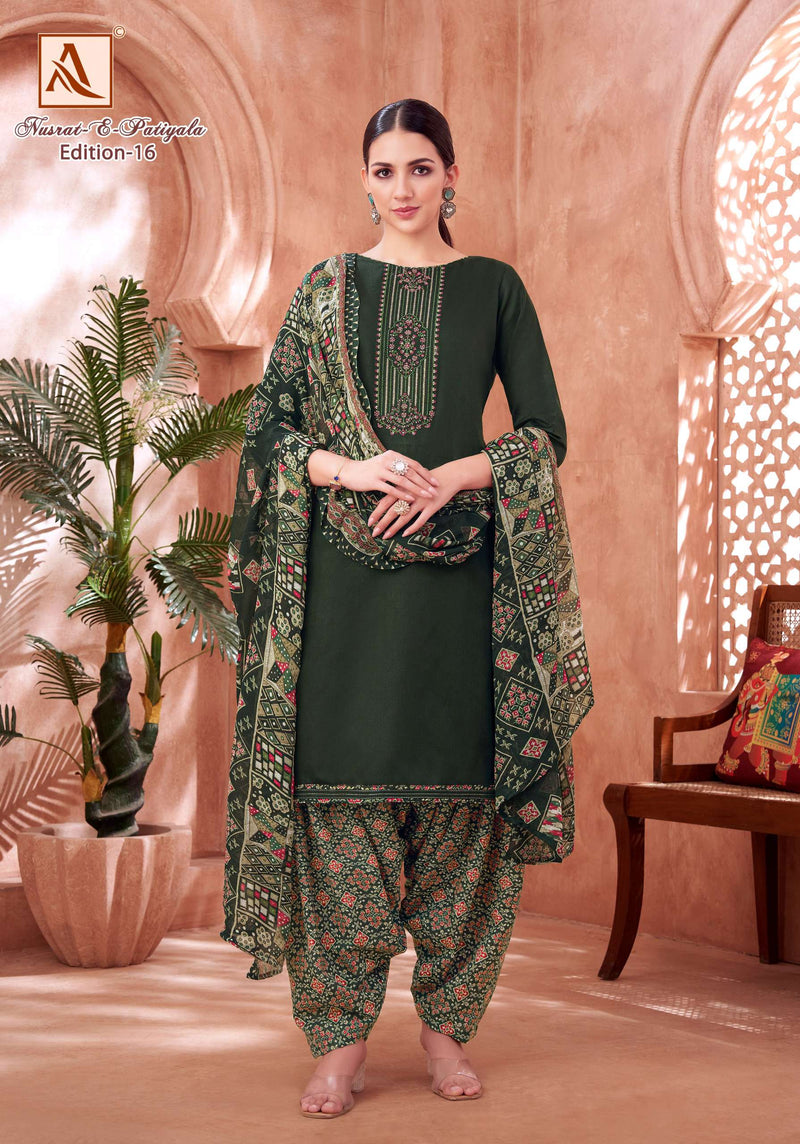 Alok Suit Nusrat E Patiyala Edition Vol 16 Jam Cotton Embroidered Salwar Suit