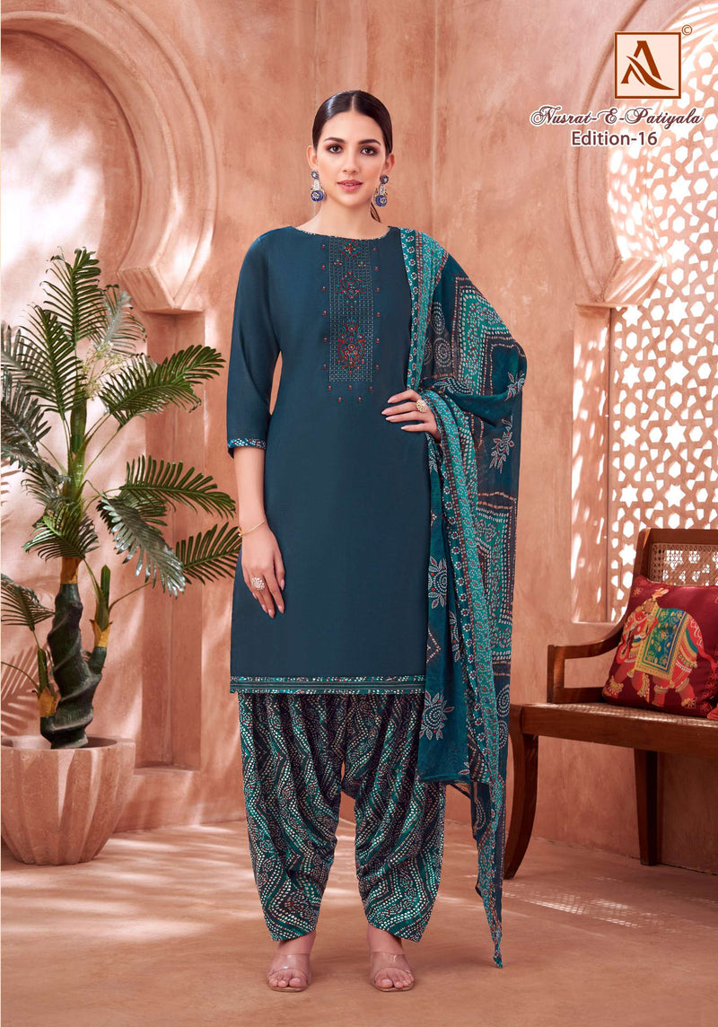 Alok Suit Nusrat E Patiyala Edition Vol 16 Jam Cotton Embroidered Salwar Suit