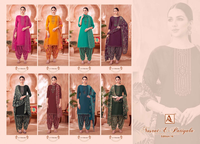Alok Suit Nusrat E Patiyala Edition Vol 16 Jam Cotton Embroidered Salwar Suit