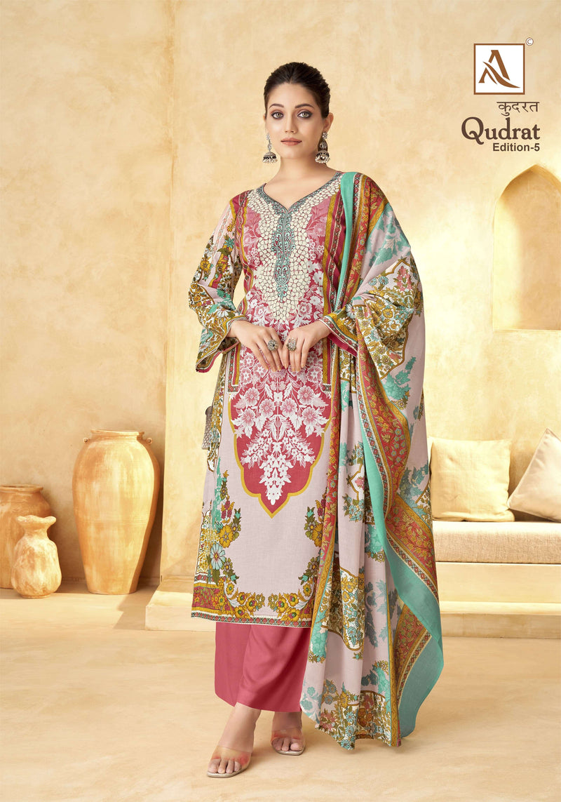 Alok Suit Qudarat Vol 5 Cotton Digital Pakistani Print With Fancy Embroidery Fancy Designer Salwar Suit