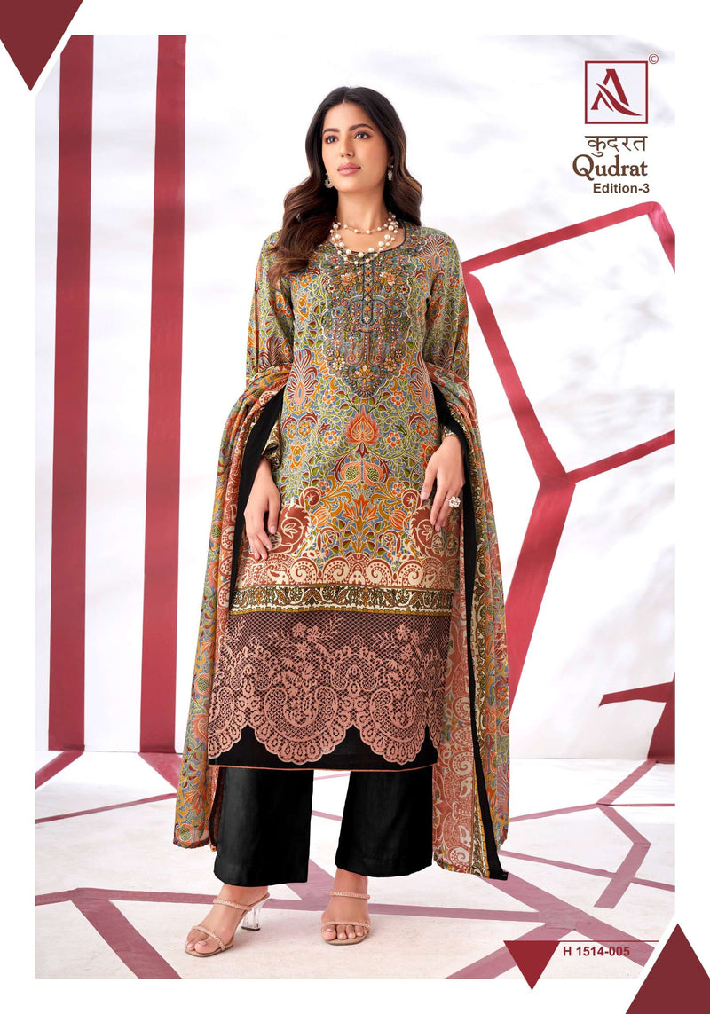 Alok Suit Qudrat Edition Vol 3  Cambric Cotton Digital Pakistani Print With Fancy Embroidery Salwar Suit