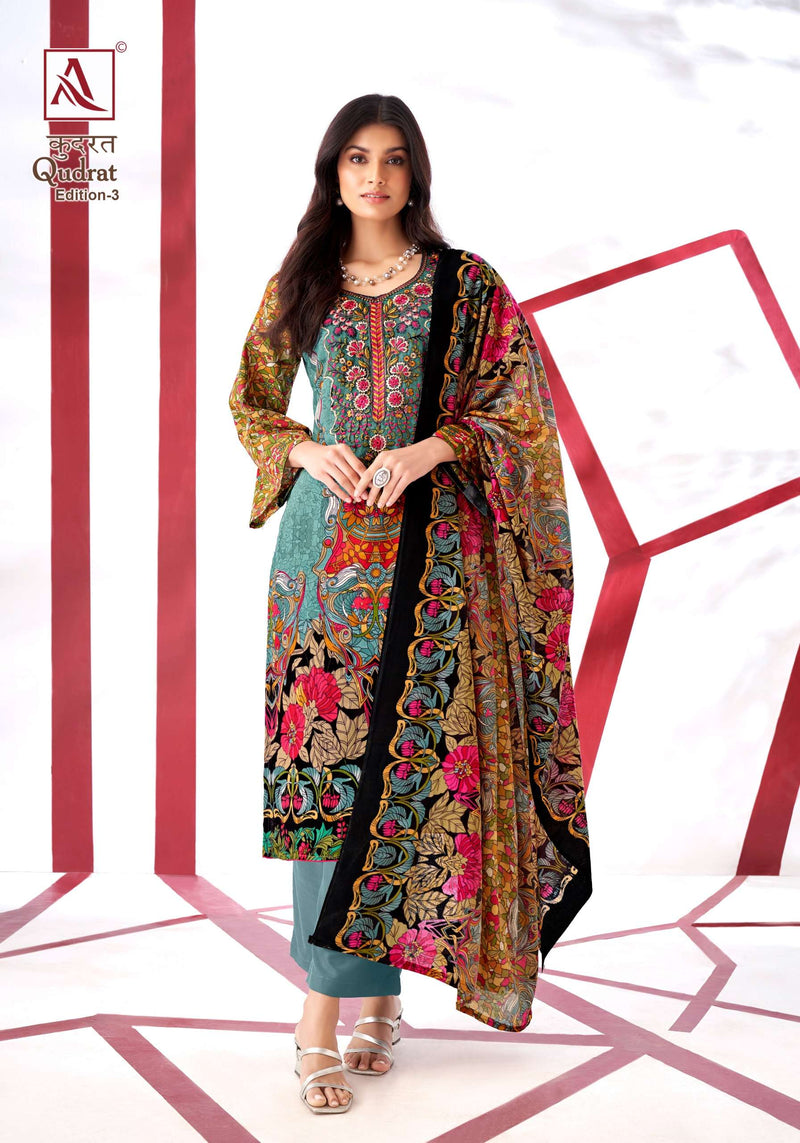 Alok Suit Qudrat Edition Vol 3  Cambric Cotton Digital Pakistani Print With Fancy Embroidery Salwar Suit