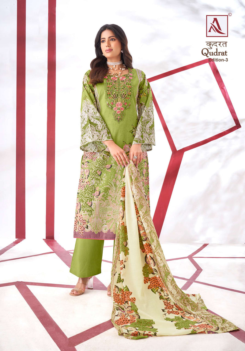 Alok Suit Qudrat Edition Vol 3  Cambric Cotton Digital Pakistani Print With Fancy Embroidery Salwar Suit