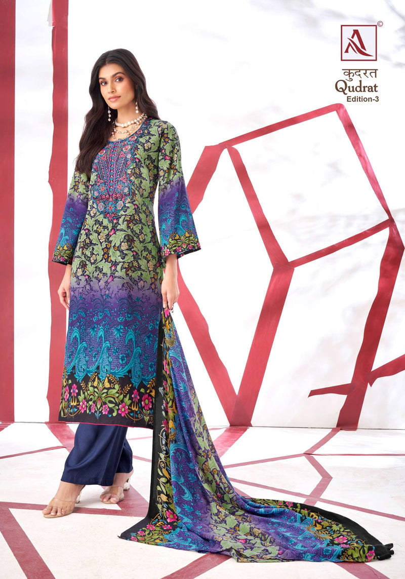 Alok Suit Qudrat Edition Vol 3  Cambric Cotton Digital Pakistani Print With Fancy Embroidery Salwar Suit
