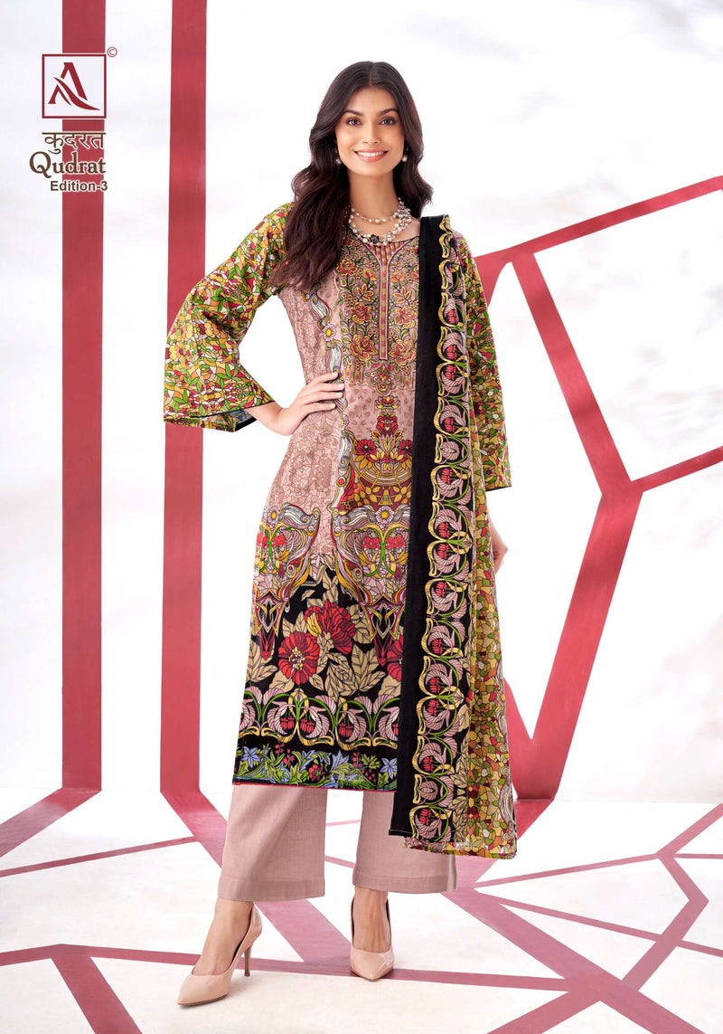 Alok Suit Qudrat Edition Vol 3  Cambric Cotton Digital Pakistani Print With Fancy Embroidery Salwar Suit