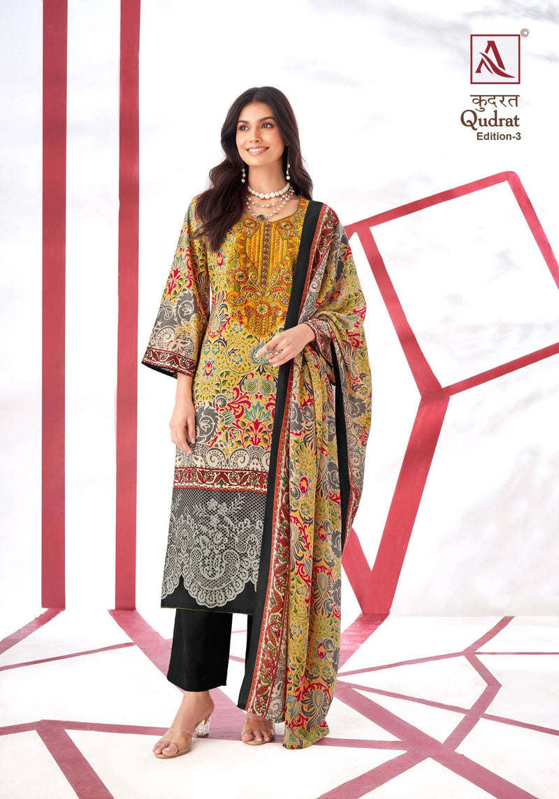 Alok Suit Qudrat Edition Vol 3  Cambric Cotton Digital Pakistani Print With Fancy Embroidery Salwar Suit