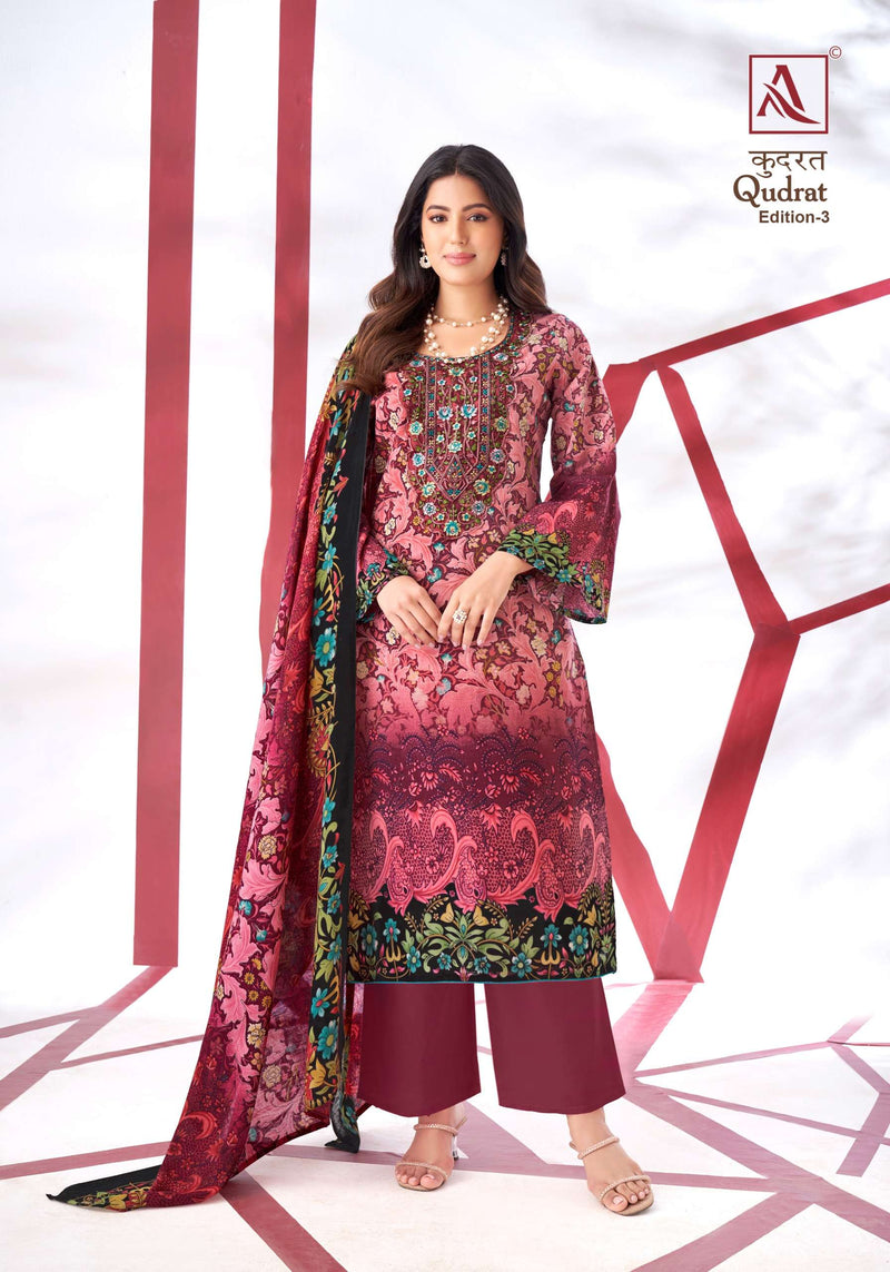 Alok Suit Qudrat Edition Vol 3  Cambric Cotton Digital Pakistani Print With Fancy Embroidery Salwar Suit