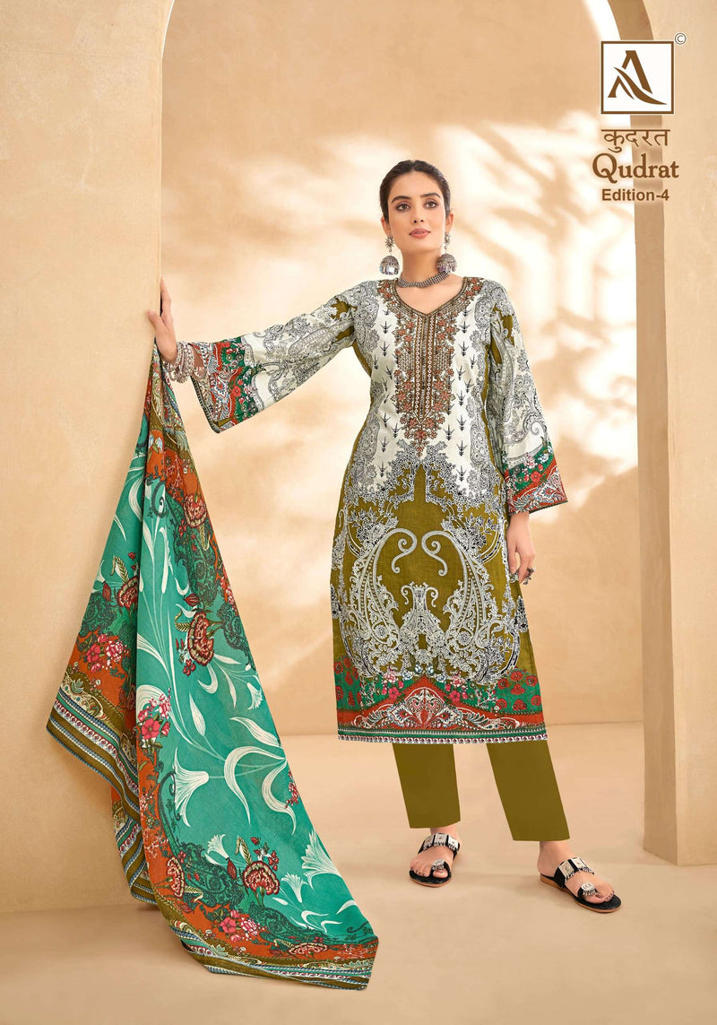 Alok Suit Qudrat Edition Vol 4  Cambric Cotton Digital Pakistani Print With Fancy Embroidery Salwar Kameez