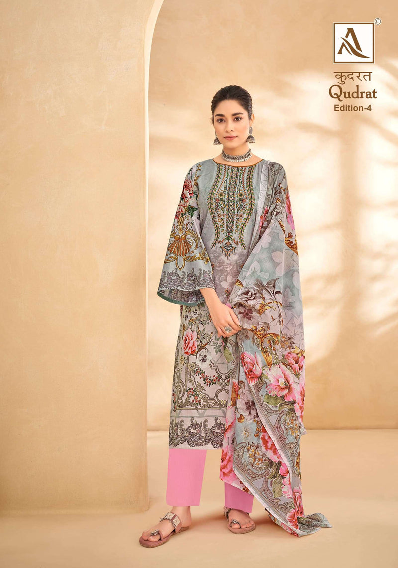 Alok Suit Qudrat Edition Vol 4  Cambric Cotton Digital Pakistani Print With Fancy Embroidery Salwar Kameez