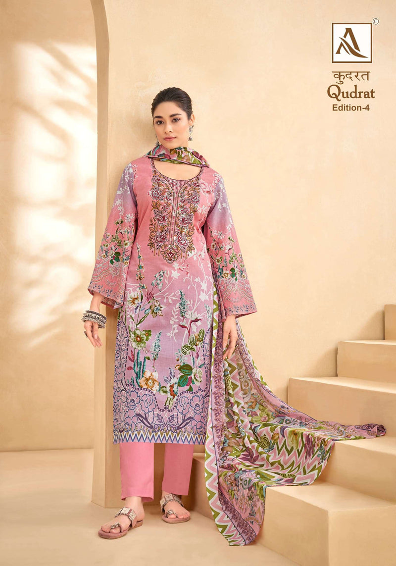 Alok Suit Qudrat Edition Vol 4  Cambric Cotton Digital Pakistani Print With Fancy Embroidery Salwar Kameez