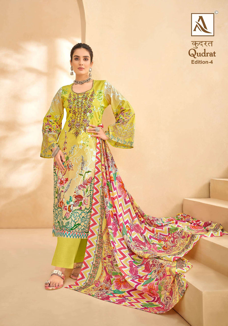 Alok Suit Qudrat Edition Vol 4  Cambric Cotton Digital Pakistani Print With Fancy Embroidery Salwar Kameez