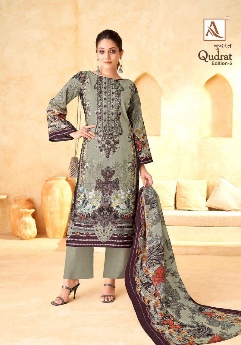 Alok Suit Qudrat Edition Vol 5  Cotton Digital Pakistani Print With Fancy Embroidery Salwar Kameez
