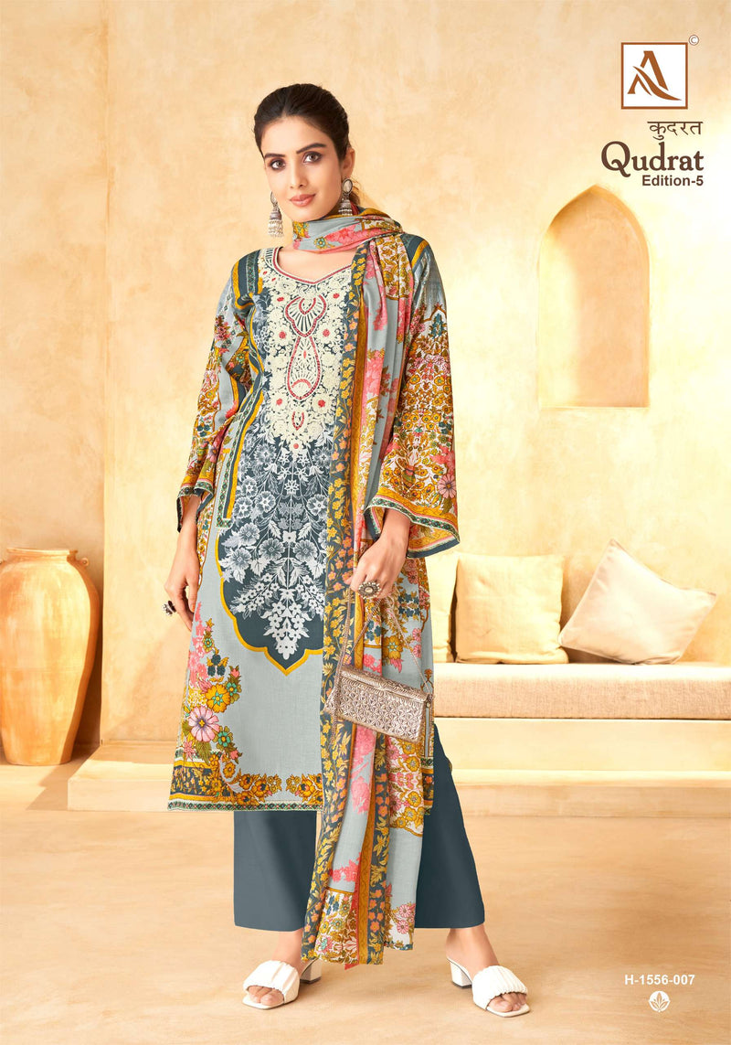 Alok Suit Qudrat Edition Vol 5  Cotton Digital Pakistani Print With Fancy Embroidery Salwar Kameez