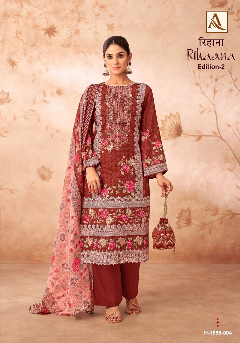 Alok Suit Rihaana Vol 2 Cotton Pakistani Print With Fancy Embroidery Salwar Suit