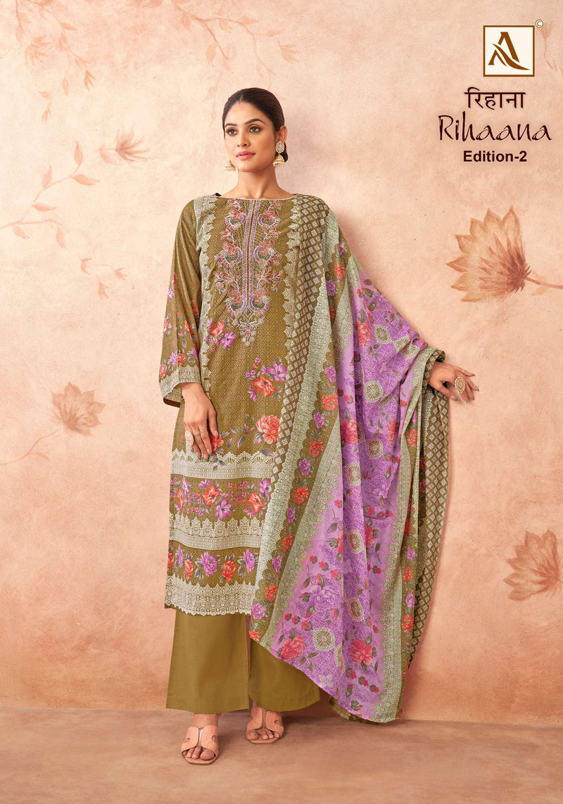 Alok Suit Rihaana Vol 2 Cotton Pakistani Print With Fancy Embroidery Salwar Suit