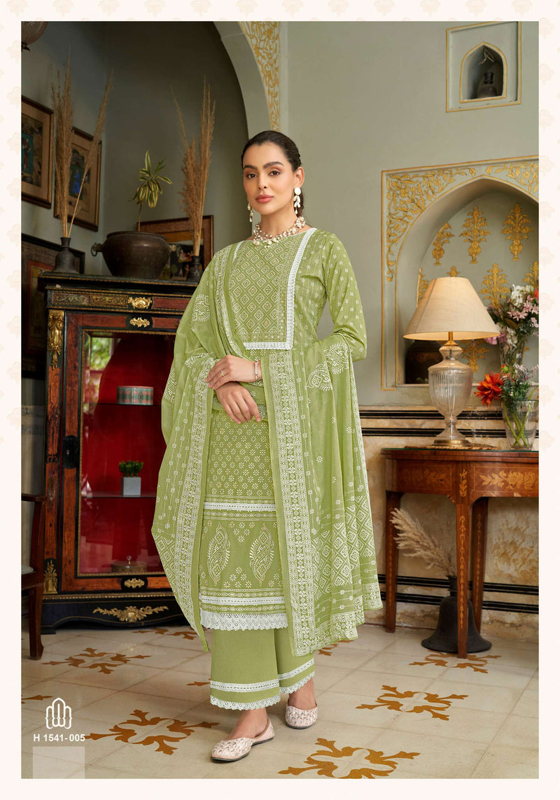 Alok Suit Shikanji Cambric Cotton Print With Fancy Lace Work With Additional Hand Work Salwar Suit