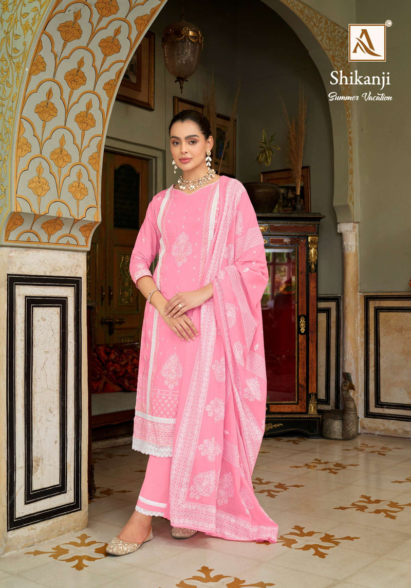 Alok Suit Shikanji Cambric Cotton Print With Fancy Lace Work With Additional Hand Work Salwar Suit