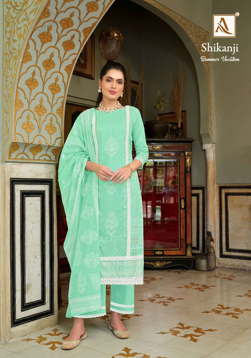 Alok Suit Shikanji Cambric Cotton Print With Fancy Lace Work With Additional Hand Work Salwar Suit