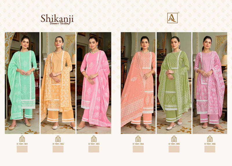Alok Suit Shikanji Cambric Cotton Print With Fancy Lace Work With Additional Hand Work Salwar Suit