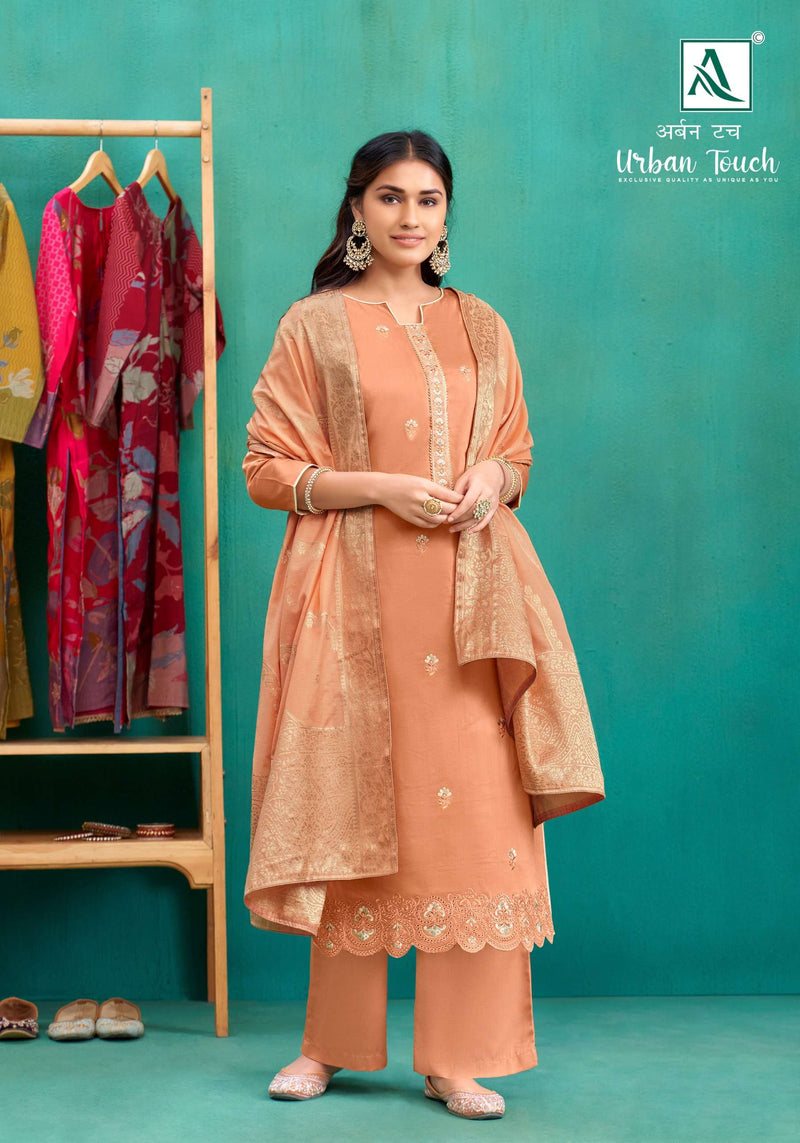 Alok Suit Urban Touch Jam Cotton Dyed With Gala Daman Fancy Embroidery Work With Swarovski Diamond Work Salwar Suit