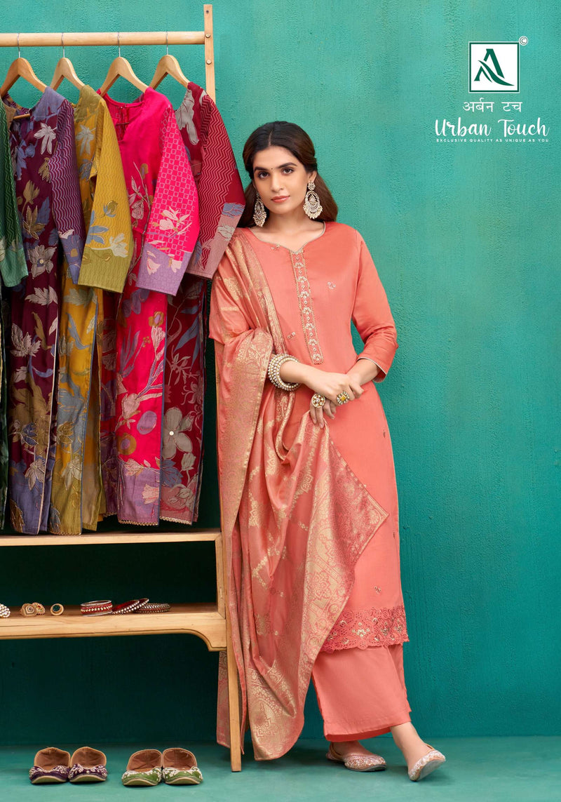 Alok Suit Urban Touch Jam Cotton Dyed With Gala Daman Fancy Embroidery Work With Swarovski Diamond Work Salwar Suit