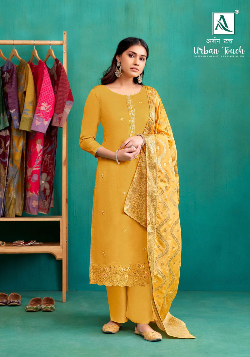 Alok Suit Urban Touch Jam Cotton Dyed With Gala Daman Fancy Embroidery Work With Swarovski Diamond Work Salwar Suit