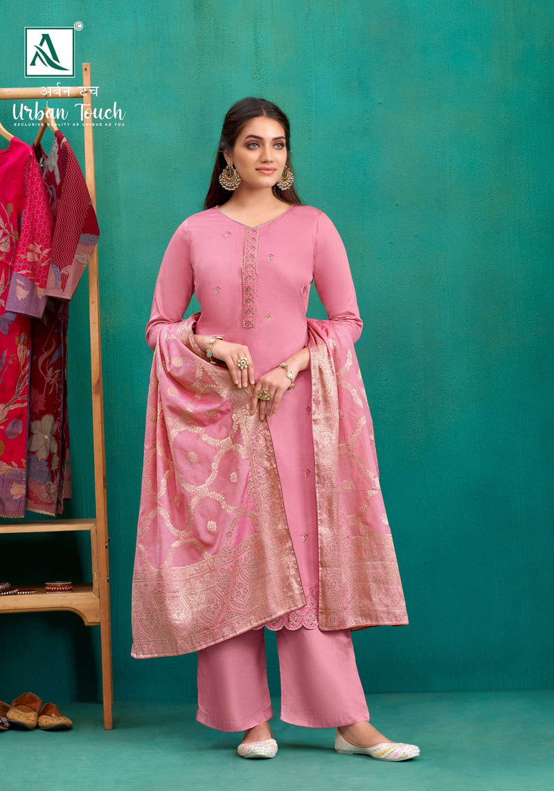 Alok Suit Urban Touch Jam Cotton Dyed With Gala Daman Fancy Embroidery Work With Swarovski Diamond Work Salwar Suit
