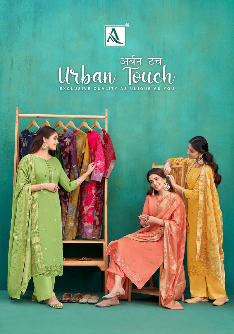 Alok Suit Urban Touch Jam Cotton Dyed With Gala Daman Fancy Embroidery Work With Swarovski Diamond Work Salwar Suit