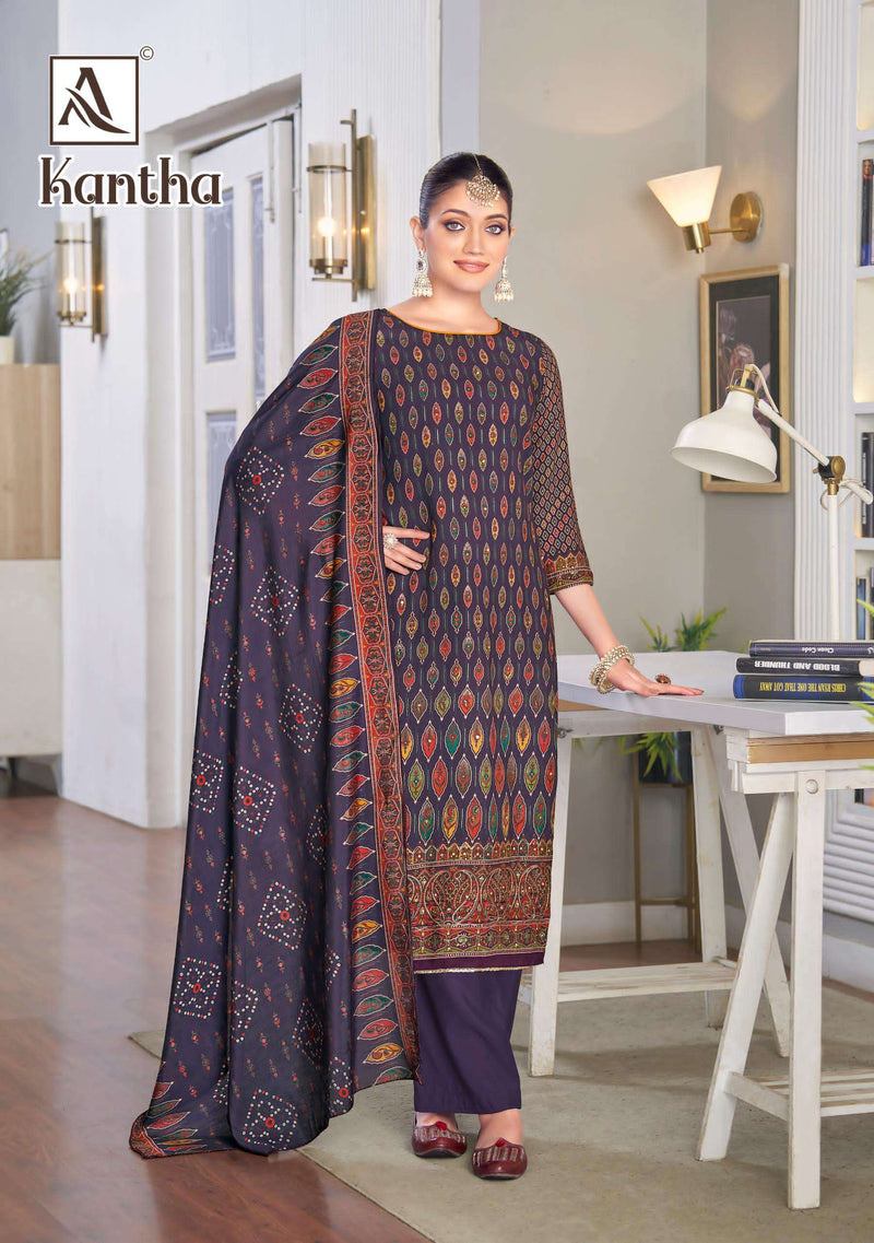 Alok Suits Kantha Pure Viscose Print Handwork Salwar Suit