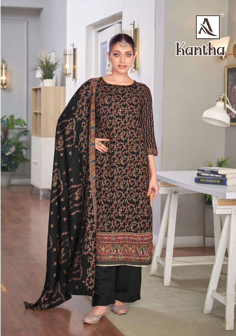 Alok Suits Kantha Pure Viscose Print Handwork Salwar Suit