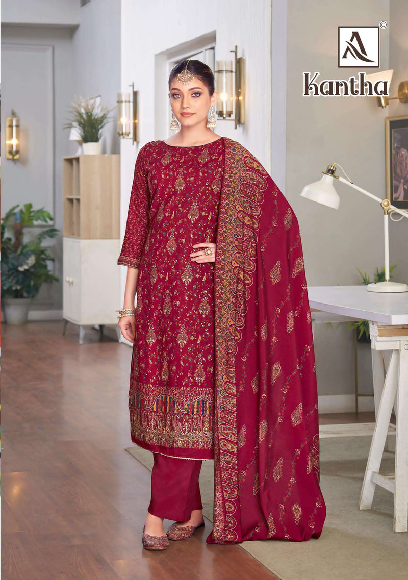 Alok Suits Kantha Pure Viscose Print Handwork Salwar Suit