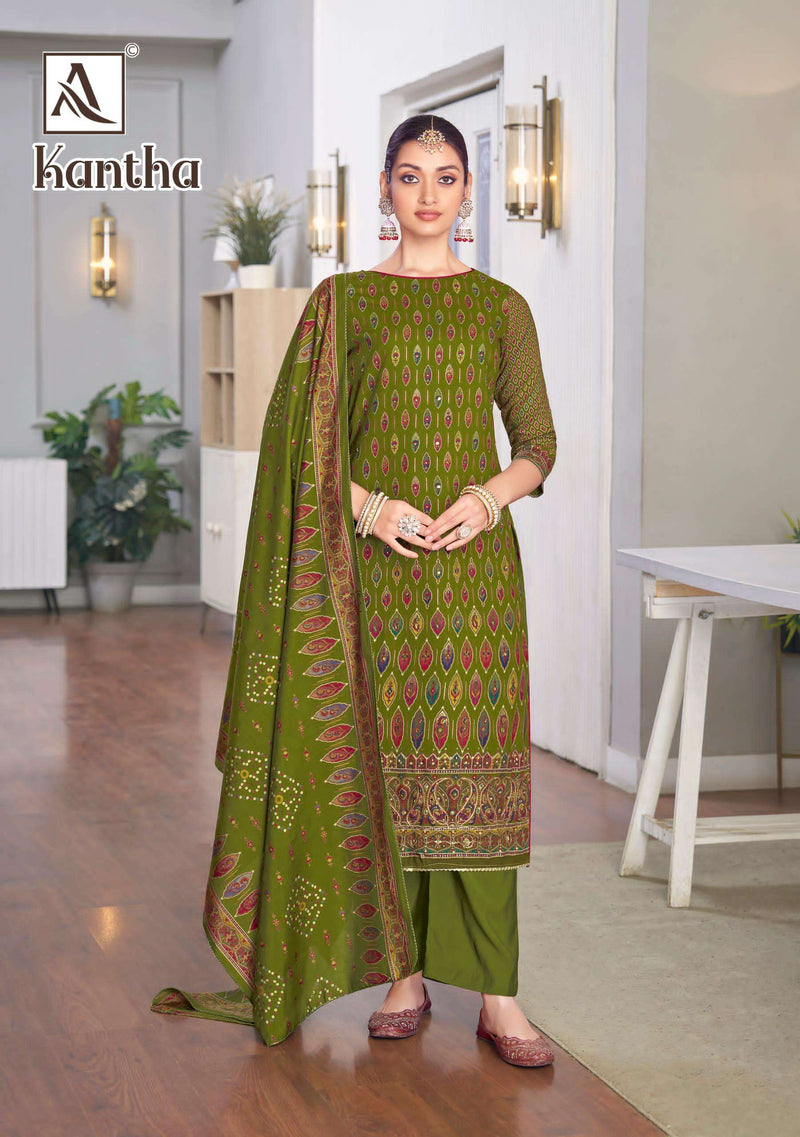 Alok Suits Kantha Pure Viscose Print Handwork Salwar Suit