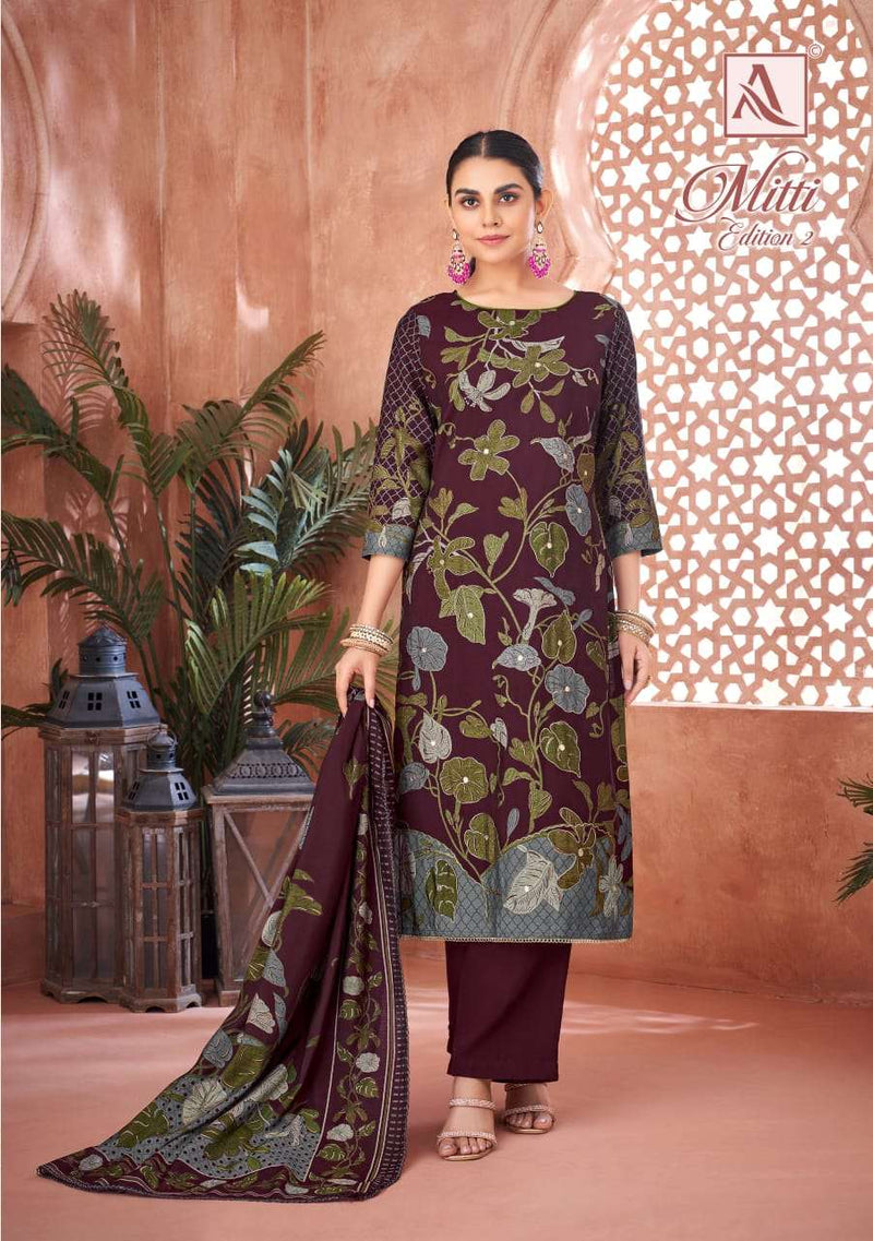 Alok Suits Mitti Vol 2 Pure Modal Handwork Designer Wear Salwar Suit