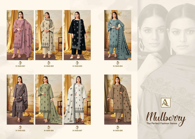 Alok Suits Mulbeery Cambric Cotton Embroidered Diamond Work Salwar Suit