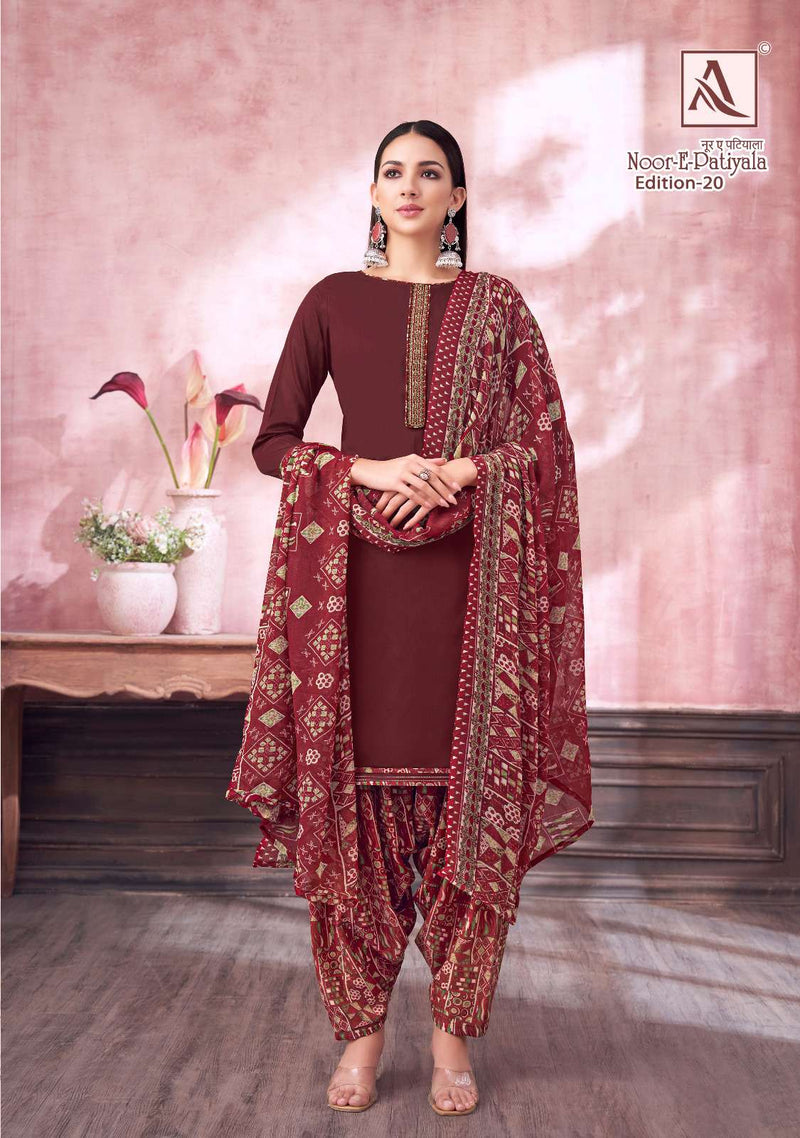 Alok Suits Noor E Patiyala Edition 20 Jam Cotton Embroidered Work Salwar Kameez