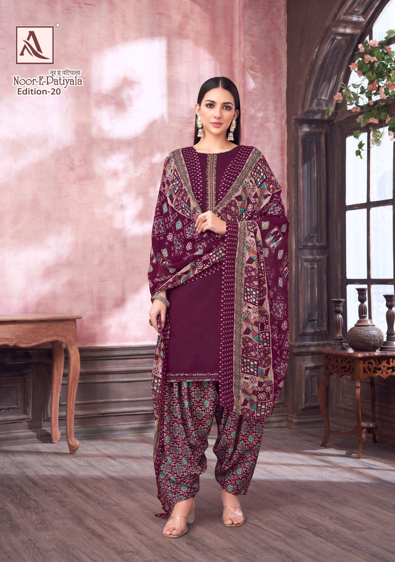 Alok Suits Noor E Patiyala Edition 20 Jam Cotton Embroidered Work Salwar Kameez