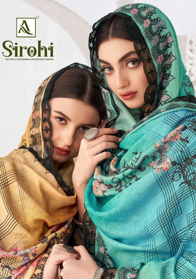 Alok Suits Sirohi Pure Viscose Maslin Designer Embroidered Work Salwar Suit
